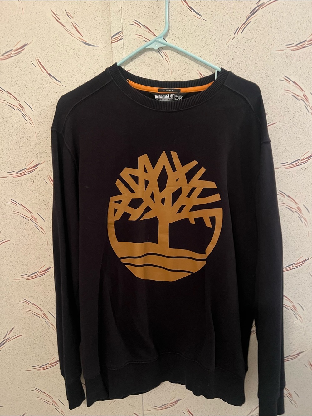 Timberland Black Crewneck with Gold Tree Logo